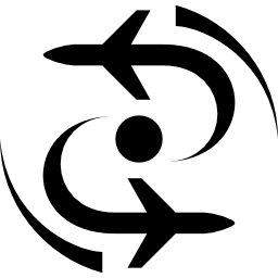 siluetta dell'aeroplano in rotazione icona