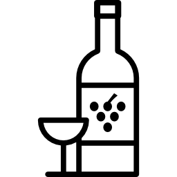 butelka wina winogronowego ze szkłem ikona