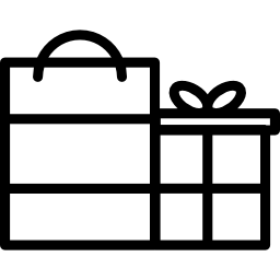 Контур бумажного пакета и подарочная коробка иконка
