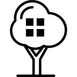 baum mit vier quadraten silhouette icon