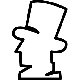 Man with tall hat side view outline icon