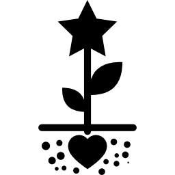 planta estrella con semilla de corazón icono