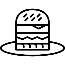 Burger cartoon outline on a plate icon