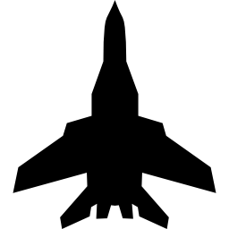 siluetta nera dell'aeroplano icona