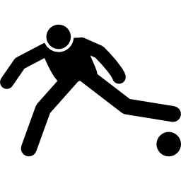 giocatore di gioco del calcio che corre con la palla icona