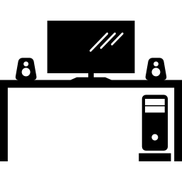 Computer set on a table icon