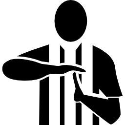 Football referee with hand gestures icon