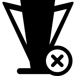 Football trophy with delete symbol icon