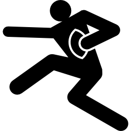 Rugby player with the ball in a hand icon