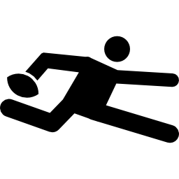 Игрок в регби, бегущий с мячом иконка