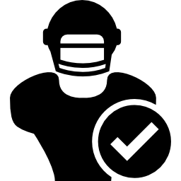 rugby-spieler schließen mit einem verifizierungszeichen icon