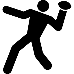 Игрок в регби, бросающий мяч иконка