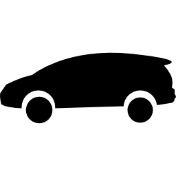 forme noire de voiture sur roues Icône