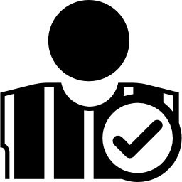 Football referee with check mark icon