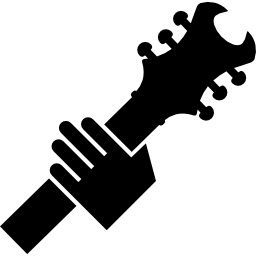 Hand holding a guitar icon