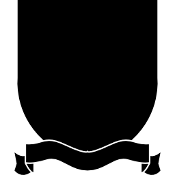 insignia de escudo con cinta en la parte inferior icono