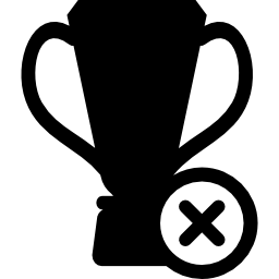 trofeo de fútbol con marca de cruz icono
