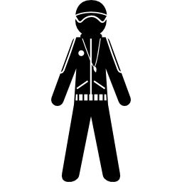 hombre de pie con casco y chaqueta icono