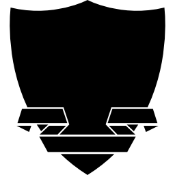 Shield with a ribbon in black icon