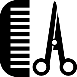 grzebień i nożyczki do włosów ikona