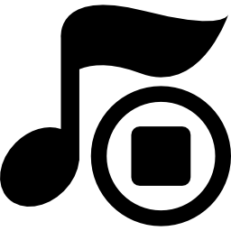 Music note symbol with stop button icon