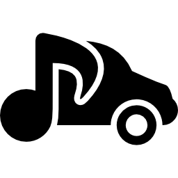 musiknote über einem halb schwarzen auto icon