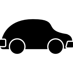 vista lateral de coche negro de forma redondeada icono