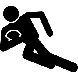 corridore di rugby con la palla icona