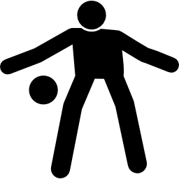 voetbal frontale staande speler met de bal icoon