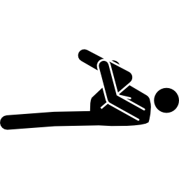 Football player stretching with flexed leg to chest icon