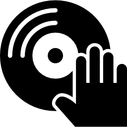 Musical disc and dj hand icon