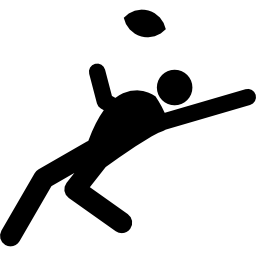 Rugby player trying to catch the ball icon