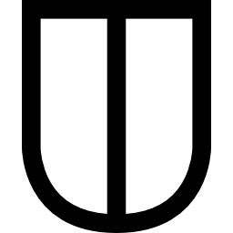 scudo di forma bianca con una linea mediana verticale icona