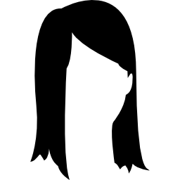 kobieta z długimi włosami i grzywką na bok ikona