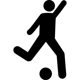 joueur de football essayant de botter le ballon Icône
