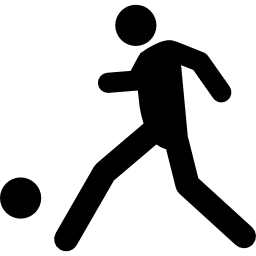 giocatore di gioco del calcio che dà dei calci alla palla icona