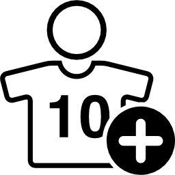 joueur de football portant le maillot numéro 10 avec signe plus Icône