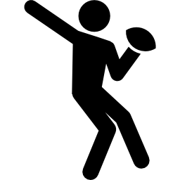 giocatore di rugby in procinto di lanciare una palla icona