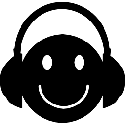 Happy face with headphones icon