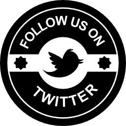 Follow us on twitter retro badge icon