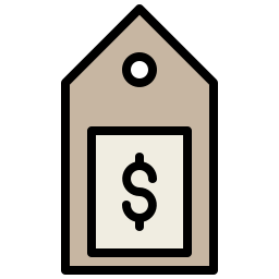 cartellino del prezzo icona