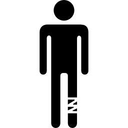 verletztes bein einer stehenden mannsilhouette icon
