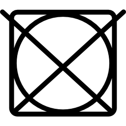 símbolo de lavado de una cruz sobre un círculo en un cuadrado icono