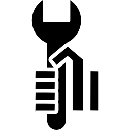 Wrench tool in a hand icon