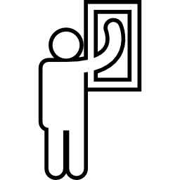 hombre de pie silueta limpiando una ventana icono