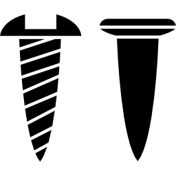 Screw and nail outlines side view icon