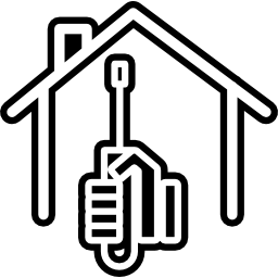 Screwdriver on hand and house outline icon
