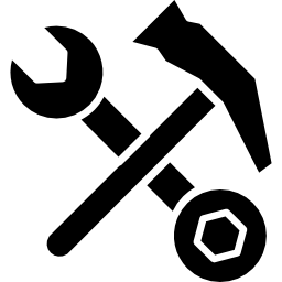 Hammer and double sided wrench tools icon
