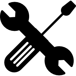 moersleutel en schroevendraaier in kruis icoon