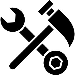 Wrench and pick hammer outline icon